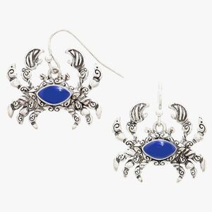 Trendy Enamel Crab Dangle Fish Hook Earrings